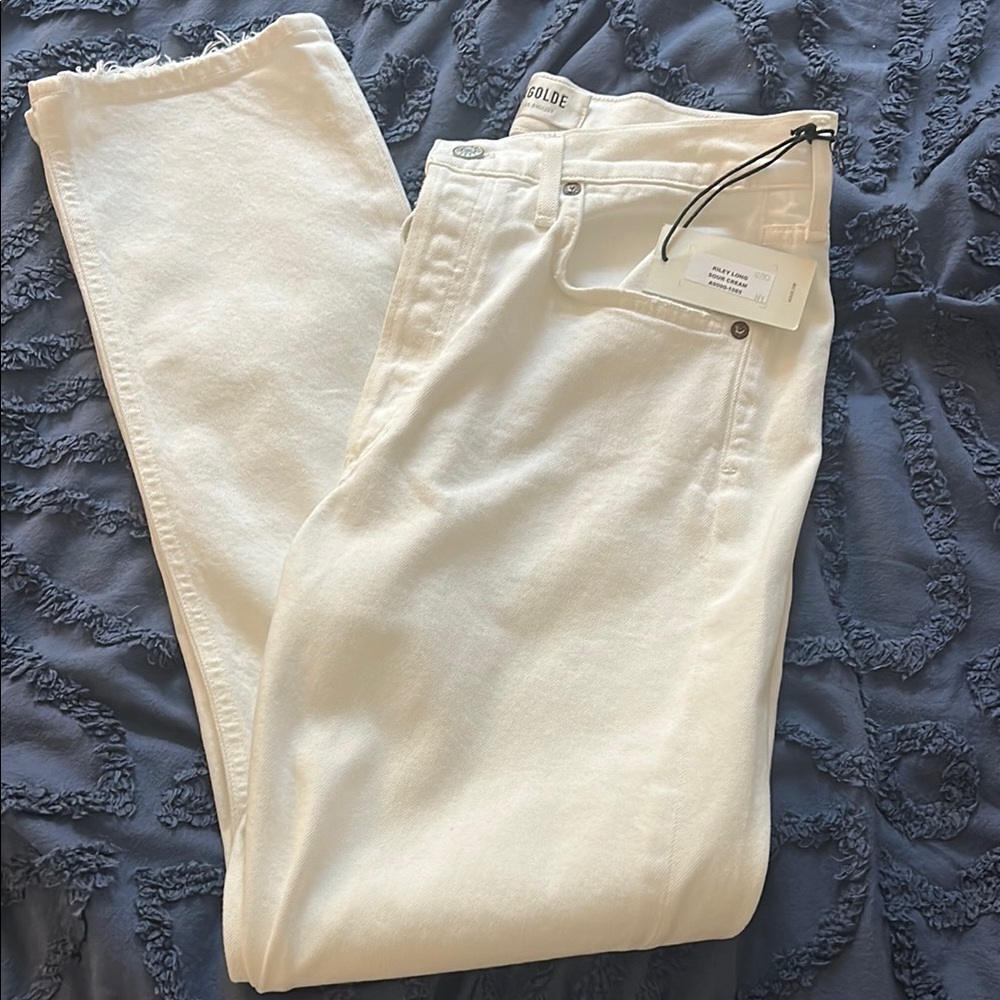 Agolde Riley Long Denim Jeans size 27 in Sour Cream